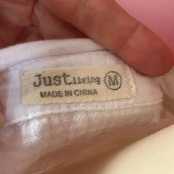 EUC Just living 100% cotton tie front white top - Picture 9 of 13